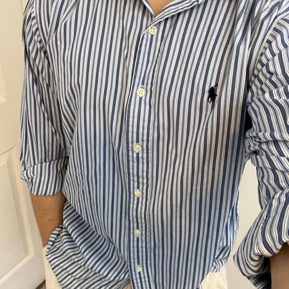 Polo-ralph-lauren Men's Blue and White Shirt